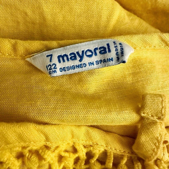 Mayoral | Yellow Cotton Crochet Dress (7) 💛 - Picture 6 of 6